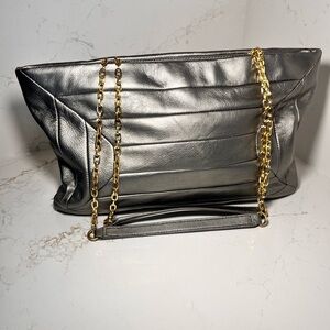 Tahari Gold Metallic Shoulder Bag with Luxurious Finish